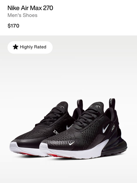 Nike Other - Men’s size 12 Nike Air Max 270 Men's Sneakers - Black/White